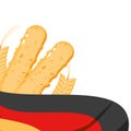 germany flag with broaster sausages oktoberfest food