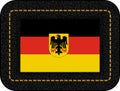 Germany Flag with Coat of Arms. Vector Icon on Black Leather Backdrop