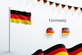 Germany Flag 3d Elements Waving Flagpole Bunting Buttons Royalty Free Stock Photo