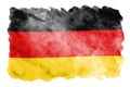 Germany Flag Is Depicted In Liquid Watercolor Style Isolated On White Background
