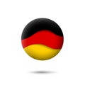 Germany flag icon in the shape of circle. Waving in the wind. Abstract waving germany flag. German tricolor. Paper cut style