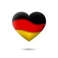 Germany flag icon in the shape of heart. Waving in the wind. Abstract waving germany flag. German tricolor. Paper cut style