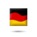 Germany flag icon in the shape of square. Waving in the wind. Abstract waving germany flag. German tricolor. Paper cut style