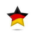 Germany flag icon in the shape of star. Waving in the wind. Abstract waving germany flag. German tricolor. Paper cut style. Vector