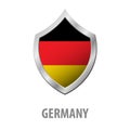 Germany flag on metal shiny shield illustration. Royalty Free Stock Photo