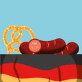 germany flag with pretzel oktoberfest food