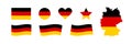 Germany flag set vector icon. Isolated sticker european country map. National German colors black, red and yellow Royalty Free Stock Photo