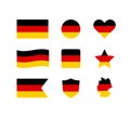 Germany flag set vector icon. National German colors black, red and yellow. Isolated sticker european country map Royalty Free Stock Photo