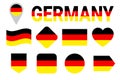 Germany flag vector set. Collection of German national flags. Flat isolated icons, traditional colors. Illustration. Web Royalty Free Stock Photo