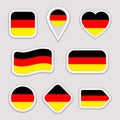 Germany flag vector set. German flags stickers collection. Isolated geometric icons. National symbols badges. Web, sport Royalty Free Stock Photo