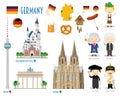 Germany Flat Icon Set Travel and tourism concept. Vector illustration Royalty Free Stock Photo