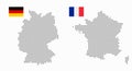 Germany and France dotted map with flag. Flat vector illustration isolated on white