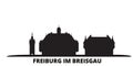 Germany, Freiburg Im Breisgau city skyline isolated vector illustration. Germany, Freiburg Im Breisgau travel black Royalty Free Stock Photo