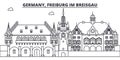 Germany, Freiburg Im Breisgau line skyline vector illustration. Germany, Freiburg Im Breisgau linear cityscape with