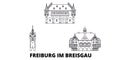 Germany, Freiburg Im Breisgau line travel skyline set. Germany, Freiburg Im Breisgau outline city vector illustration