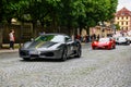 GERMANY, FULDA - JUL 2019: dark gray FERRARI F430 Type F131 cabrio is a sports car produced by the Italian automobile manufacturer