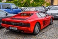 GERMANY, FULDA - JUL 2019: red FERRARI TESTAROSSA Type F110 coupe is a 12-cylinder mid-engine sports car manufactured by Ferrari,