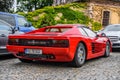 GERMANY, FULDA - JUL 2019: red FERRARI TESTAROSSA Type F110 coupe is a 12-cylinder mid-engine sports car manufactured by Ferrari,