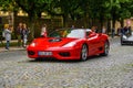 GERMANY, FULDA - JUL 2019: red FERRARI 360 TYPE F131 cabrio is a two-seater, mid-engine, rear wheel drive sports car manufactured Royalty Free Stock Photo