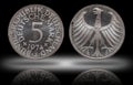 Germany german coin five 5 marks, circulation coin, small change, minted 1974