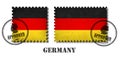 Germany or german flag pattern postage stamp with grunge old scratch texture and affix a seal on isolated background . Black color Royalty Free Stock Photo