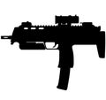 Germany German H&K HK MP7 fully automatic submachine gun, HK MP7 Heckler & Koch submachine gun, HK MP7 submachine gun. silhouette