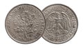 Germany German silver coin 5 five mark oak tree Weimar Republic