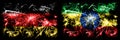 Germany, German vs Ethiopia, Ethiopian New Year celebration travel sparkling fireworks flags concept background. Combination of