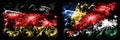 Germany, German vs Seychelles, Seychelloise New Year celebration travel sparkling fireworks flags concept background. Combination