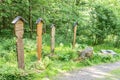 Germany, Grafenau, Mai 27, 2017, Dead boards at brothers well Brudersbrunn near Grafenau in the bavarian forest