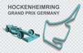 Germany grand prix race track for Formula 1 or F1. Detailed racetrack or national circuit