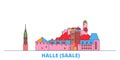 Germany, Halle Saale line cityscape, flat vector. Travel city landmark, oultine illustration, line world icons