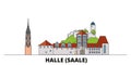 Germany, Halle Saale flat landmarks vector illustration. Germany, Halle Saale line city with famous travel sights