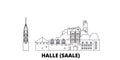 Germany, Halle Saale line travel skyline set. Germany, Halle Saale outline city vector illustration, symbol, travel