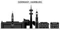 Germany, Hamburg architecture vector city skyline, travel cityscape with landmarks, buildings, isolated sights on