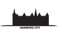 Germany, Hamburg City city skyline isolated vector illustration. Germany, Hamburg City travel black cityscape