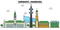 Germany, Hamburg. City skyline architecture . Editable