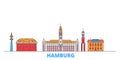 Germany, Hamburg line cityscape, flat vector. Travel city landmark, oultine illustration, line world icons