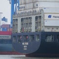 Germany, Hamburg, River Elbe, Port, April 15, 2022, Stern view MSC ATHENS a Container Ship sailing under the flag of Malta. It