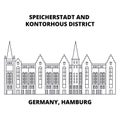 Germany, Hamburg, Speicherstadt District line icon concept. Germany, Hamburg, Speicherstadt District linear vector sign