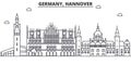 Germany, Hannover architecture line skyline illustration. Linear vector cityscape with famous landmarks, city sights
