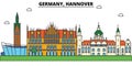 Germany, Hannover. City skyline architecture . Editable