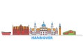 Germany, Hannover line cityscape, flat vector. Travel city landmark, oultine illustration, line world icons