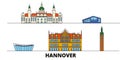 Germany, Hannover flat landmarks vector illustration. Germany, Hannover line city with famous travel sights, skyline