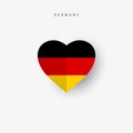 Germany heart shaped flag. Origami paper cut German national banner