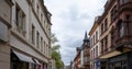 Germany, Heidelberg city. Traditional old building in main street at historical center. Under view