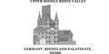 Germany, Hesse, Upper Middle Rhine Valley city skyline isolated vector illustration, icons Royalty Free Stock Photo