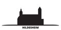 Germany, Hildesheim city skyline isolated vector illustration. Germany, Hildesheim travel black cityscape