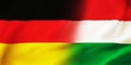 German,Hungarian flag together.Germany,Hungary waving flag background