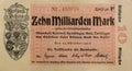 Germany hyperinflation: ten billion Mark Weimar Republic Reichsbanknote